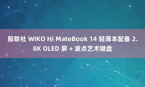 股联社 WIKO Hi MateBook 14 轻薄本配备 2.8K OLED 屏 + 波点艺术键盘