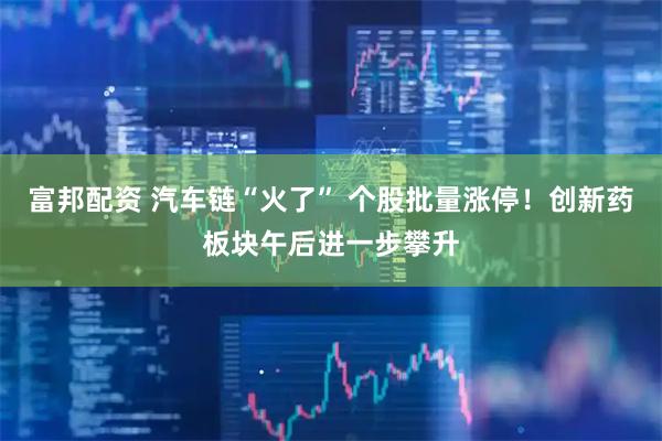富邦配资 汽车链“火了” 个股批量涨停！创新药板块午后进一步攀升