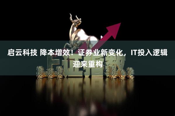 启云科技 降本增效！证券业新变化，IT投入逻辑迎来重构