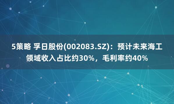 5策略 孚日股份(002083.SZ)：预计未来海工领域收入占比约30%，毛利率约40%